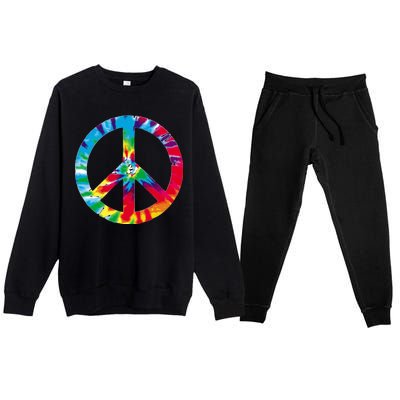 Tie Dye Peace Sign Premium Crewneck Sweatsuit Set