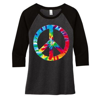 Tie Dye Peace Sign Women's Tri-Blend 3/4-Sleeve Raglan Shirt
