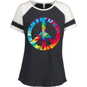 Tie Dye Peace Sign Enza Ladies Jersey Colorblock Tee