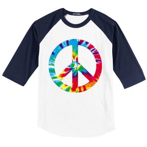 Tie Dye Peace Sign Baseball Sleeve Shirt