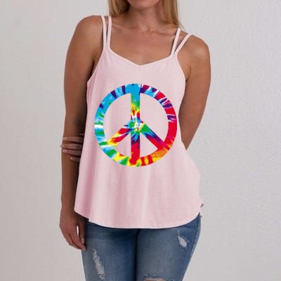 Tie Dye Peace Sign Women's Strappy Tank