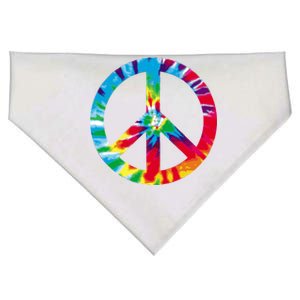 Tie Dye Peace Sign USA-Made Doggie Bandana