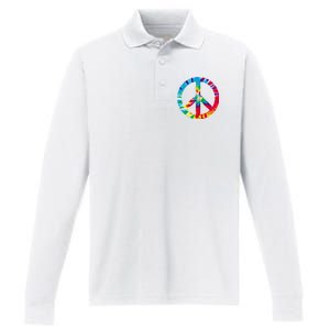 Tie Dye Peace Sign Performance Long Sleeve Polo