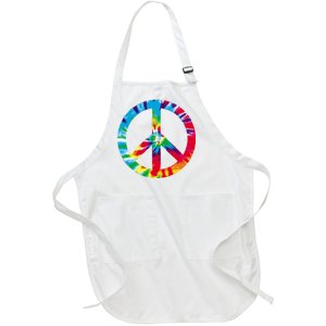 Tie Dye Peace Sign Full-Length Apron With Pockets