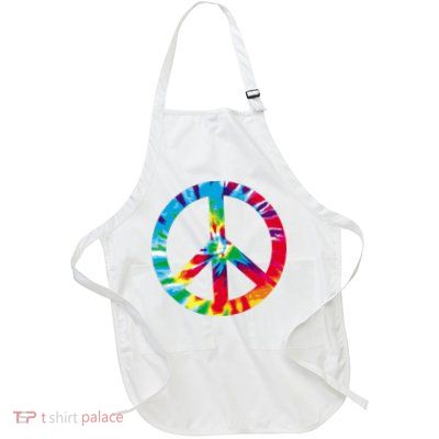 Tie Dye Peace Sign Full-Length Apron With Pockets