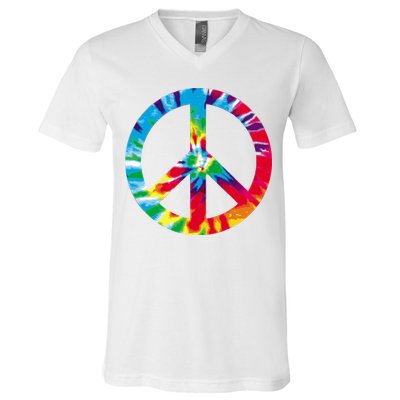 Tie Dye Peace Sign V-Neck T-Shirt