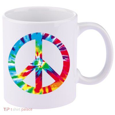 Tie Dye Peace Sign 11oz C Handle Ceramic Mug