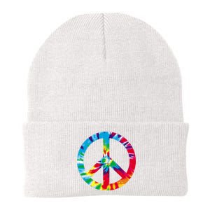 Tie Dye Peace Sign Knit Cap Winter Beanie