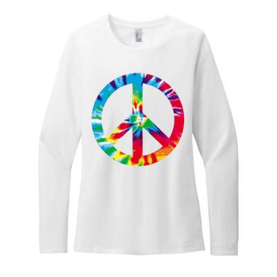 Tie Dye Peace Sign Womens CVC Long Sleeve Shirt