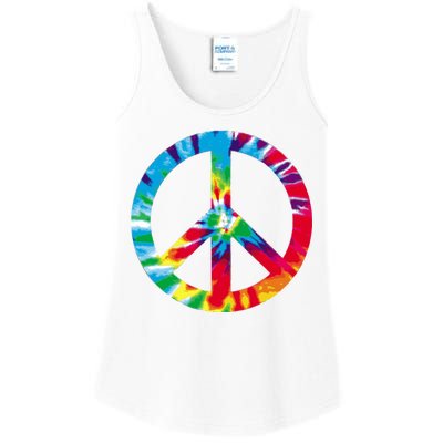 Tie Dye Peace Sign Ladies Essential Tank