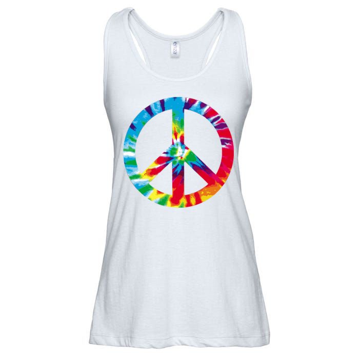 Tie Dye Peace Sign Ladies Essential Flowy Tank