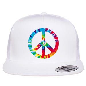 Tie Dye Peace Sign Flat Bill Trucker Hat