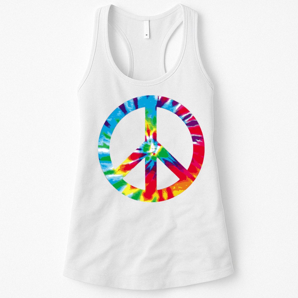 Tie Dye Peace Sign Womens Tank Top