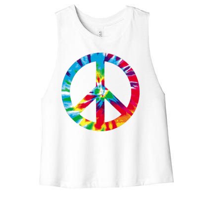 Tie Dye Peace Sign Women's Racerback Cropped Tank