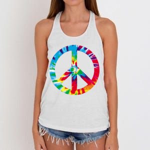 Tie Dye Peace Sign Women's Knotted Racerback Tank