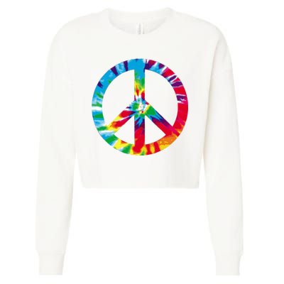 Tie Dye Peace Sign Cropped Pullover Crew