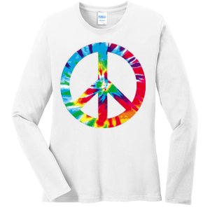 Tie Dye Peace Sign Ladies Long Sleeve Shirt