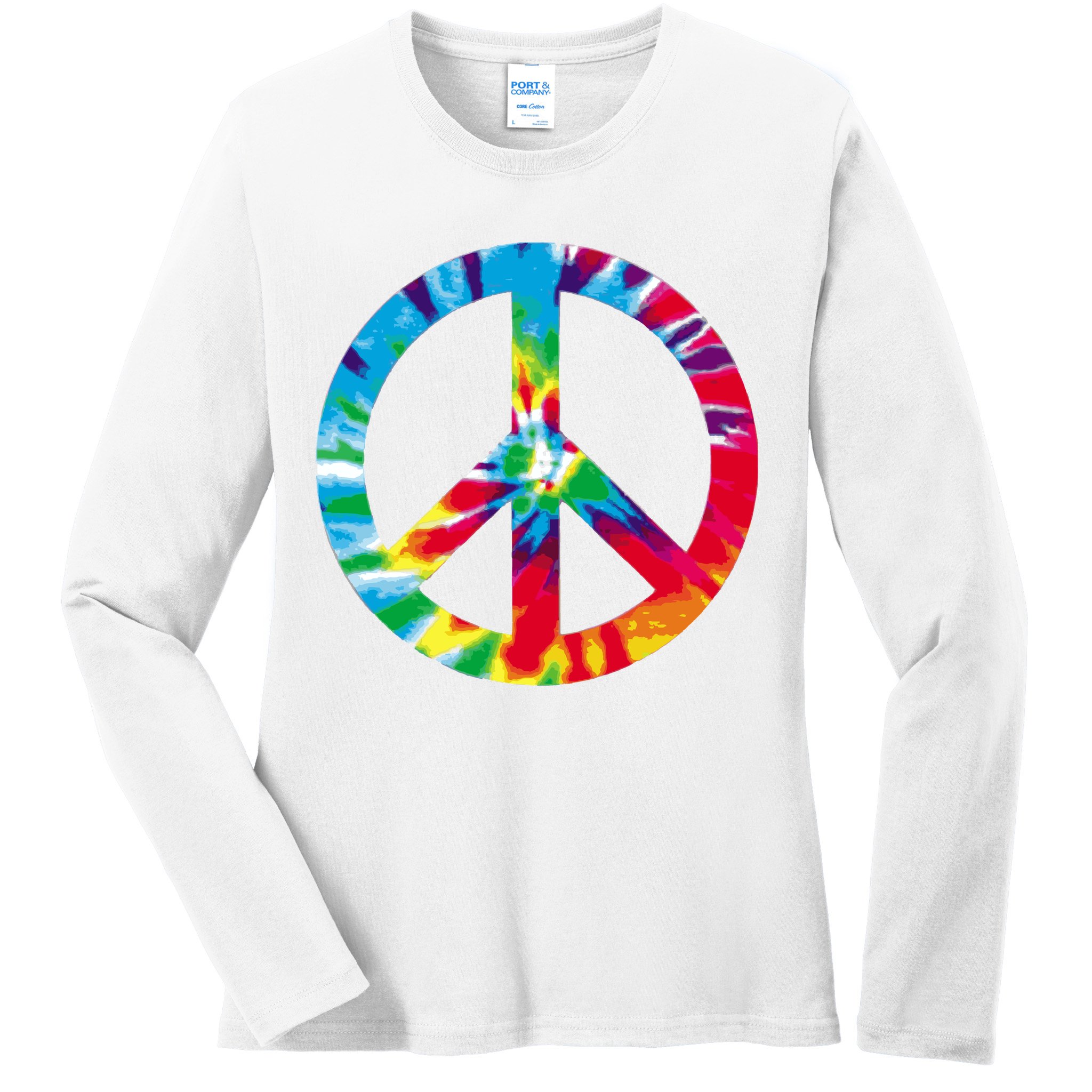 Tie Dye Peace Sign Ladies Long Sleeve Shirt