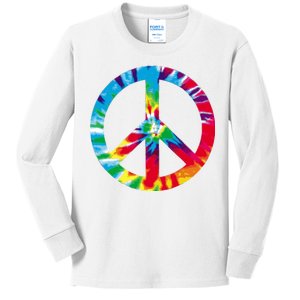 Tie Dye Peace Sign Kids Long Sleeve Shirt