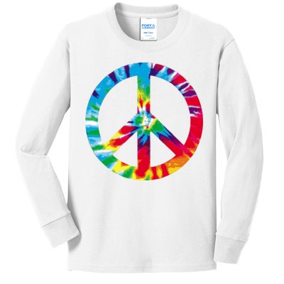 Tie Dye Peace Sign Kids Long Sleeve Shirt