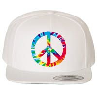 Tie Dye Peace Sign Wool Snapback Cap