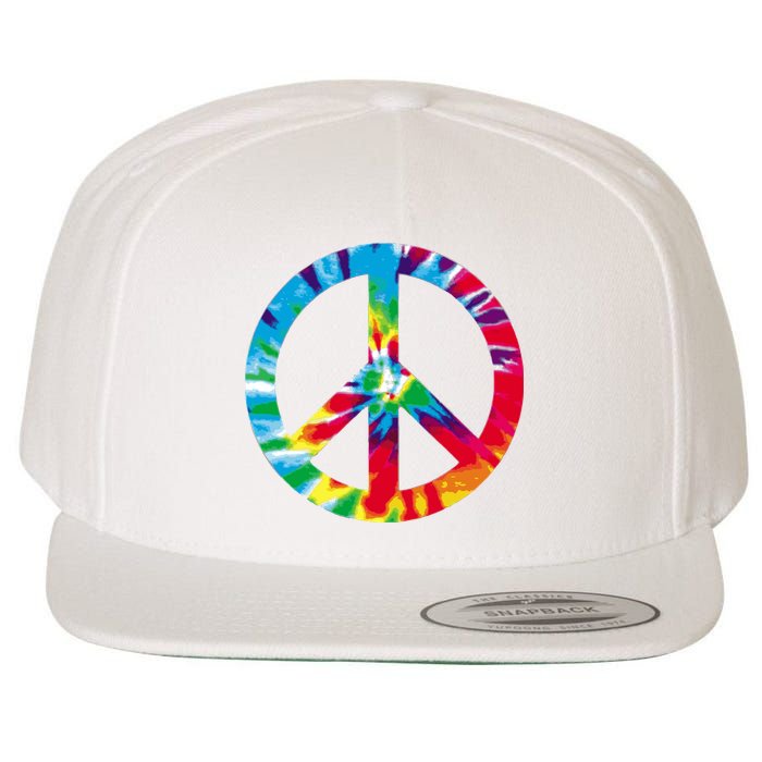 Tie Dye Peace Sign Wool Snapback Cap