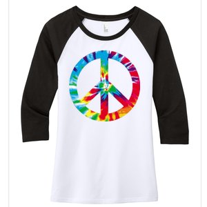 Tie Dye Peace Sign Women's Tri-Blend 3/4-Sleeve Raglan Shirt