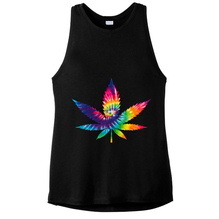 Tie Dye Pot leaf Ladies PosiCharge Tri-Blend Wicking Tank