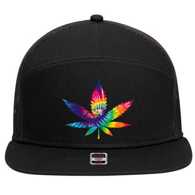 Tie Dye Pot leaf 7 Panel Mesh Trucker Snapback Hat