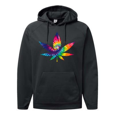 Tie Dye Pot leaf Performance Fleece Hoodie