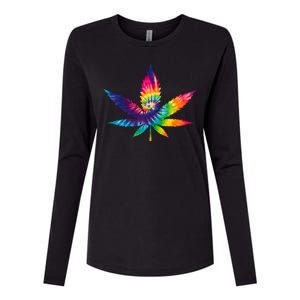 Tie Dye Pot leaf Womens Cotton Relaxed Long Sleeve T-Shirt