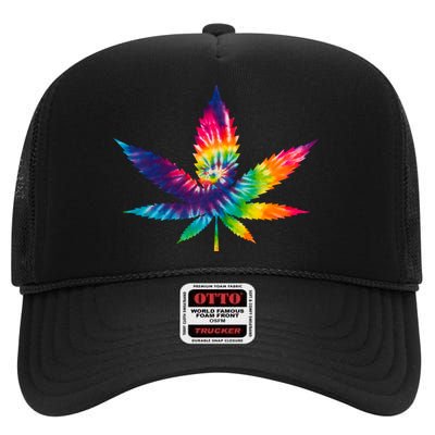 Tie Dye Pot leaf High Crown Mesh Back Trucker Hat