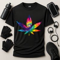Tie Dye Pot leaf Cooling Performance Crew T-Shirt