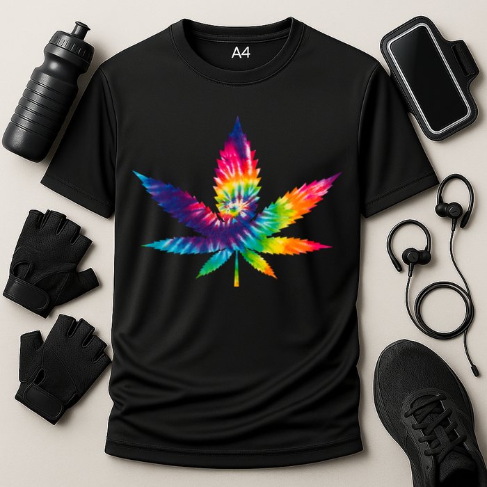 Tie Dye Pot leaf Cooling Performance Crew T-Shirt