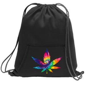 Tie Dye Pot leaf Sweatshirt Cinch Pack Bag