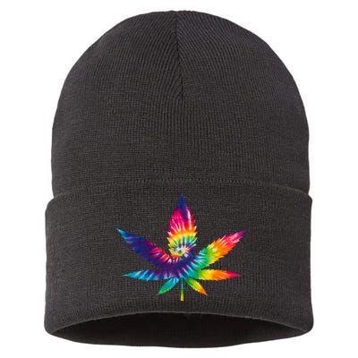 Tie Dye Pot leaf Sustainable Knit Beanie