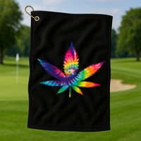 Tie Dye Pot leaf Golf Towel