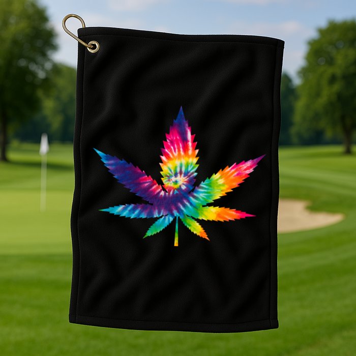 Tie Dye Pot leaf Golf Towel