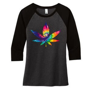 Tie Dye Pot leaf Women's Tri-Blend 3/4-Sleeve Raglan Shirt