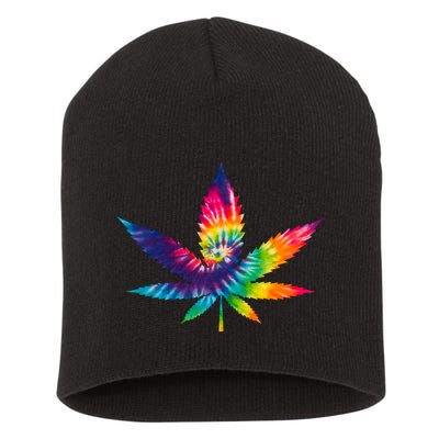 Tie Dye Pot leaf Short Acrylic Beanie