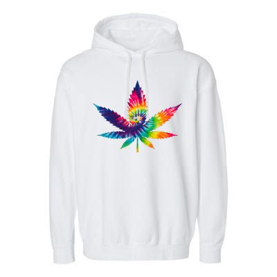 Tie Dye Pot leaf Garment-Dyed Fleece Hoodie