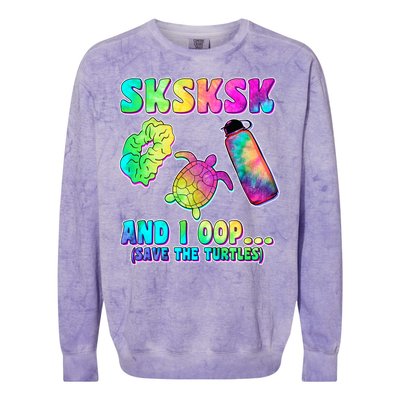 Tie Dye SKSKSK and I OOP Save the Turtles Colorblast Crewneck Sweatshirt