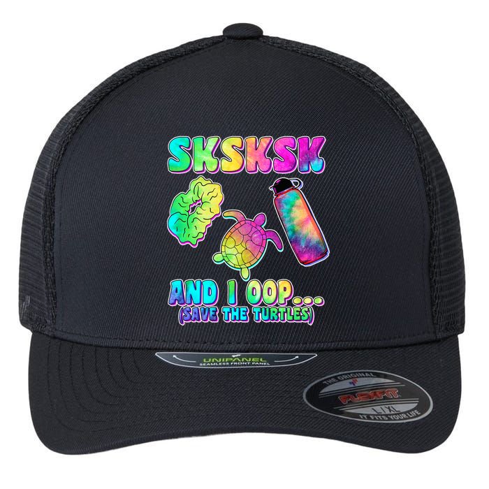 Tie Dye SKSKSK and I OOP Save the Turtles Flexfit Unipanel Trucker Cap