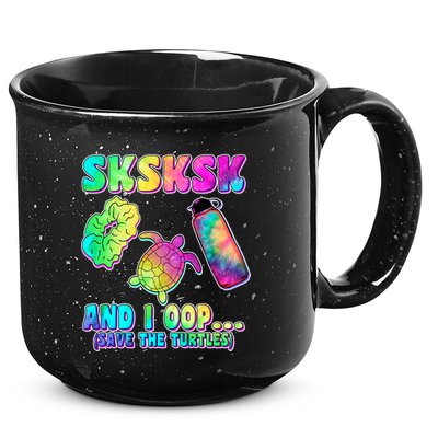 Tie Dye SKSKSK and I OOP Save the Turtles 15oz Campfire Ceramic Mug