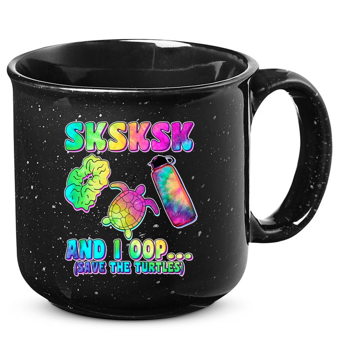 Tie Dye SKSKSK and I OOP Save the Turtles 15oz Campfire Ceramic Mug