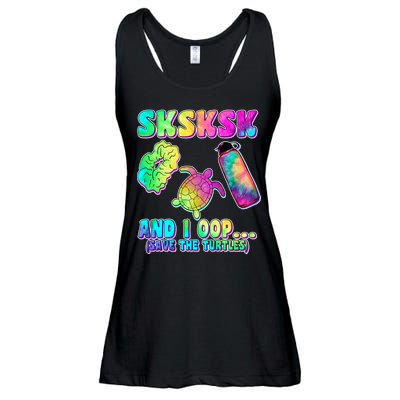 Tie Dye SKSKSK and I OOP Save the Turtles Ladies Essential Flowy Tank