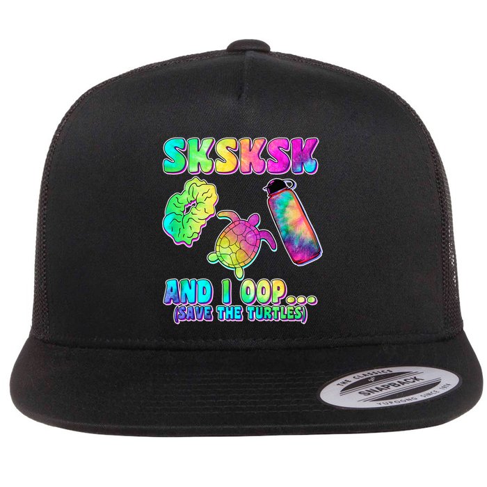 Tie Dye SKSKSK and I OOP Save the Turtles Flatbill Hat