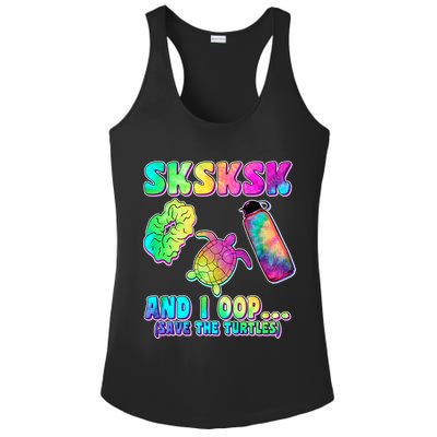 Tie Dye SKSKSK and I OOP Save the Turtles Ladies PosiCharge Competitor Racerback Tank