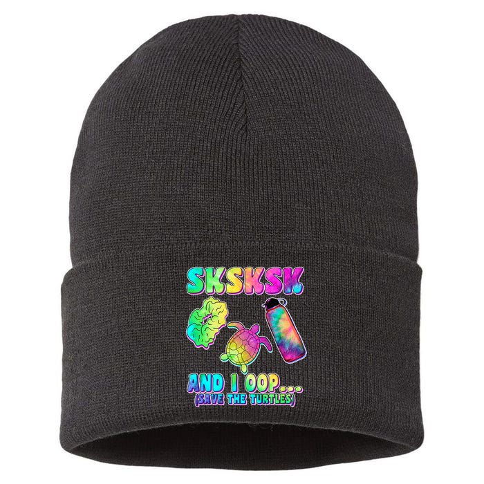 Tie Dye SKSKSK and I OOP Save the Turtles Sustainable Knit Beanie