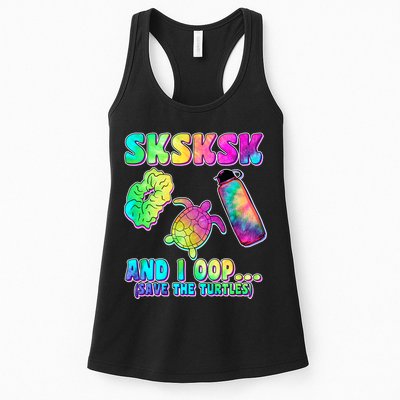 Tie Dye SKSKSK and I OOP Save the Turtles Womens Tank Top